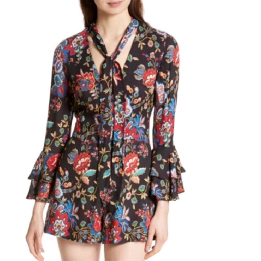 Alice + Olivia Floral Black Long Sleeve Romper - SOOO cute!